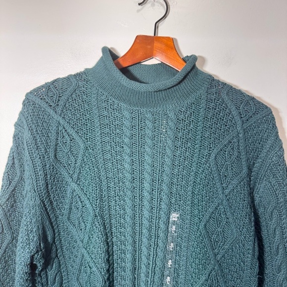 Le 31 Par Simons Green Knit Sweater Mock Neck 100% Cotton Size Large NWT - Picture 3 of 6